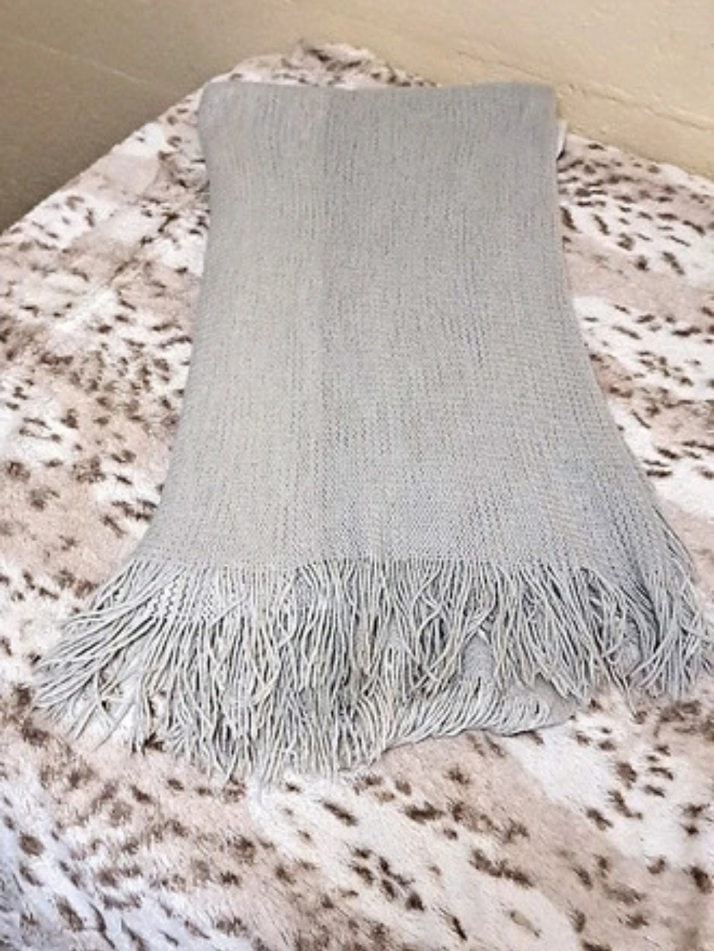 FabFitFun Mark & Graham Lite Gray Fringed Personal Throw Blanket